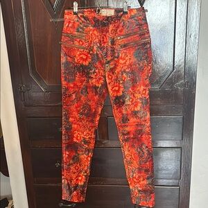 Free people velvet flower straight trousers